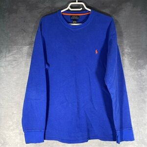 Polo Ralph Lauren Shirt Mens XL Blue Waffle Knit Thermal Base Layer